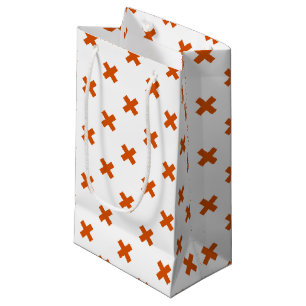 Sacola Para Presentes Pequena Pontos de cruz laranja em branco