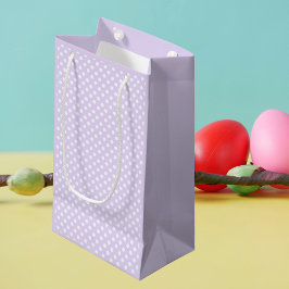 Sacola Para Presentes Pequena pontos polka em lavanda suave