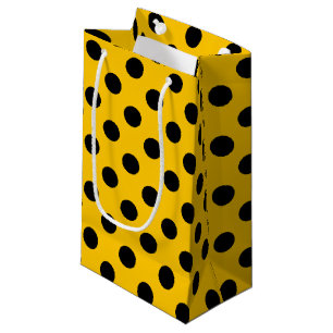 Sacola Para Presentes Pequena Pontos pretos em amarelo