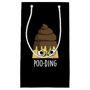 Sacola Para Presentes Pequena Poo Funny Poop Pudim Pun Dark BG