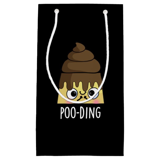 Sacola Para Presentes Pequena Poo Funny Poop Pudim Pun Dark BG (Frente)