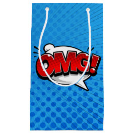 Sacola Para Presentes Pequena Pop Art OMG! em azul