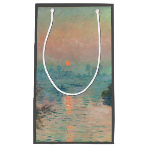Sacola Para Presentes Pequena Pôr do sol de Monet no Sena Fine Art Impressionism