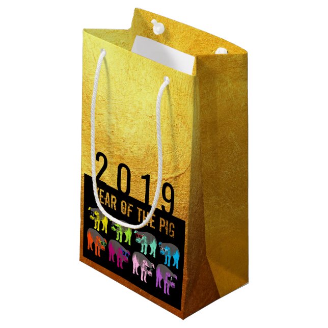 Sacola Para Presentes Pequena Porco Chinês Novo Ano Zodiac Birthday S Gift Bag (Frente inclinada)