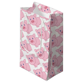 Sacola Para Presentes Pequena Porcos cor-de-rosa