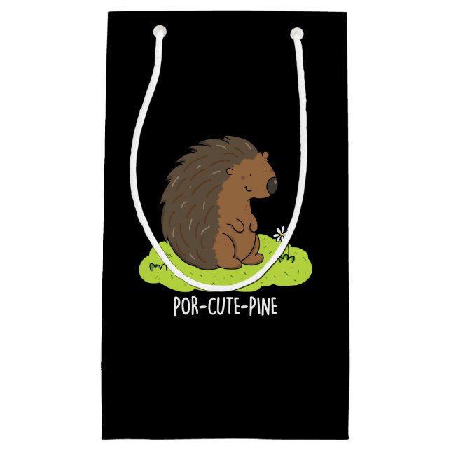 Sacola Para Presentes Pequena Porcupine Engraçado Porcupine Escuro BG (Frente)