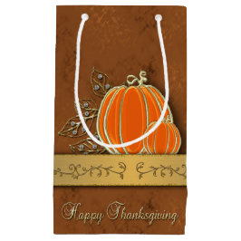 Sacola Para Presentes Pequena Precioso Dourado Folhas de Bomba de Ação de Graças