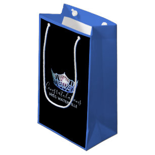 Sacola Para Presentes Pequena Presente azul do 2-Tom da coroa da senhorita
