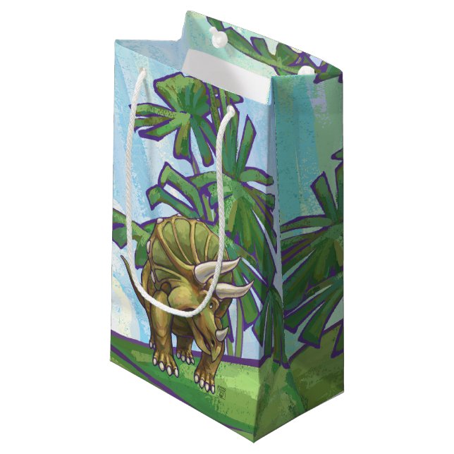 Sacola Para Presentes Pequena Presentes e acessórios do Triceratops (Frente inclinada)