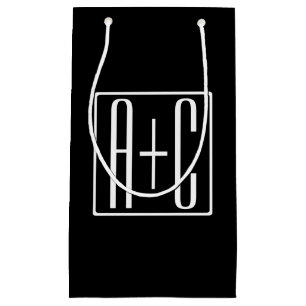Sacola Para Presentes Pequena Preto & Branco Iniciais de Casais