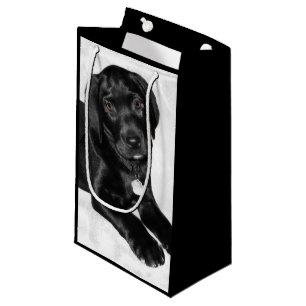 Sacola Para Presentes Pequena Preto Labrador do amor de filhote de cachorro