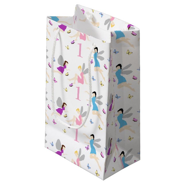 Sacola Para Presentes Pequena Primeiro Aniversário de Fada (Frente inclinada)