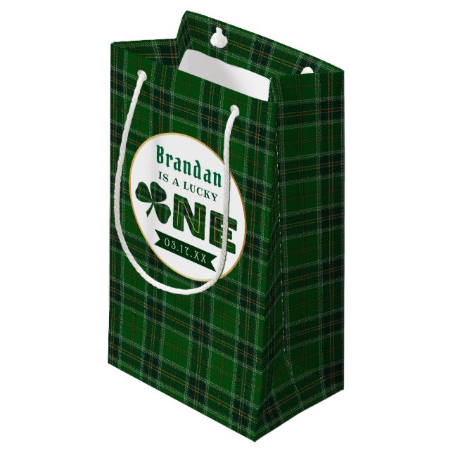 Sacola Para Presentes Pequena Primeiro aniversario de Shamrock (Frente inclinada)