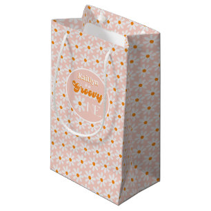 Sacola Para Presentes Pequena Primeiro aniversario Retro Groovy One Girls