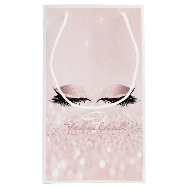 Sacola Para Presentes Pequena Princesa Girly Glitter Makeup Lashes Monograma Nom (Verso)
