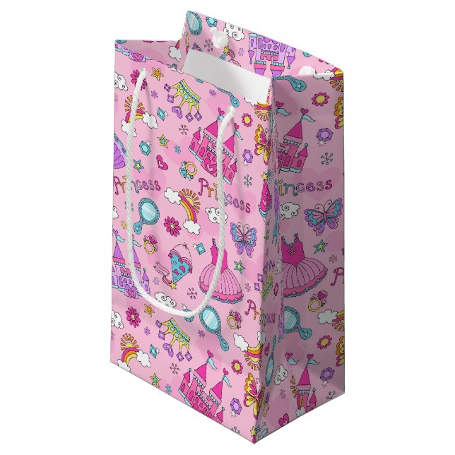 Sacola Para Presentes Pequena Princesa Rosa, Bag Presente (Frente inclinada)