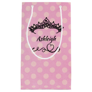Sacola Para Presentes Pequena Princesa Tiaras e Corações em Papel de Moldagem Ro