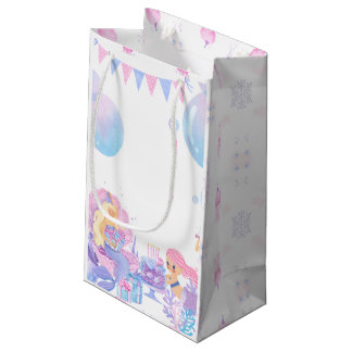 Sacola Para Presentes Pequena Princess & Mermaid Birthday Invitation Card