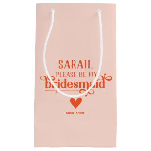 Sacola Para Presentes Pequena Proposta Personalizada Moderna de Bridesmaid
