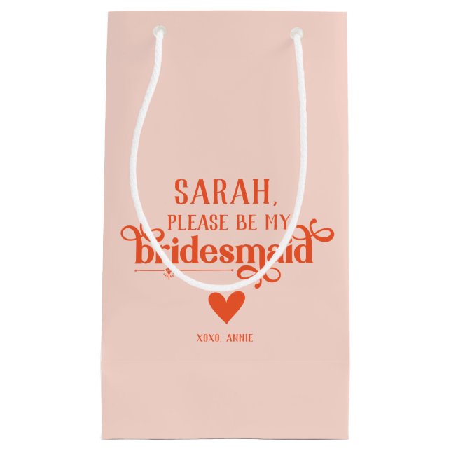 Sacola Para Presentes Pequena Proposta Personalizada Moderna de Bridesmaid (Frente)