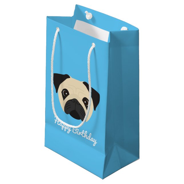Sacola Para Presentes Pequena Pug Small Gift Bag (Frente inclinada)