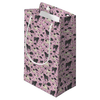Sacola Para Presentes Pequena Pugs a rosa