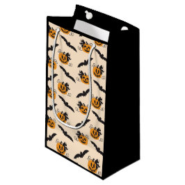 Sacola Para Presentes Pequena Pumpkin E Bat Jack O Lanterna Laranja Negro