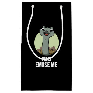 Sacola Para Presentes Pequena Puns Emuse Me Engraçado Emu Pun Dark BG