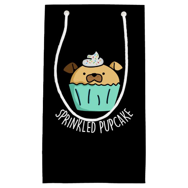 Sacola Para Presentes Pequena Pupcake asfaltado Puppy Cupcake Pun Dardo BG (Frente)