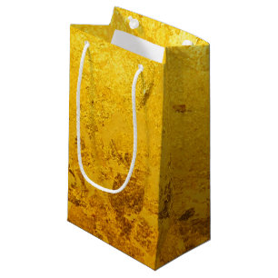 Sacola Para Presentes Pequena PURE DOURADO padrão LEAF + texto/foto