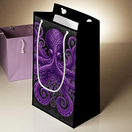 Sacola Para Presentes Pequena Purple Octopus Victorian Steampunk Kraken 