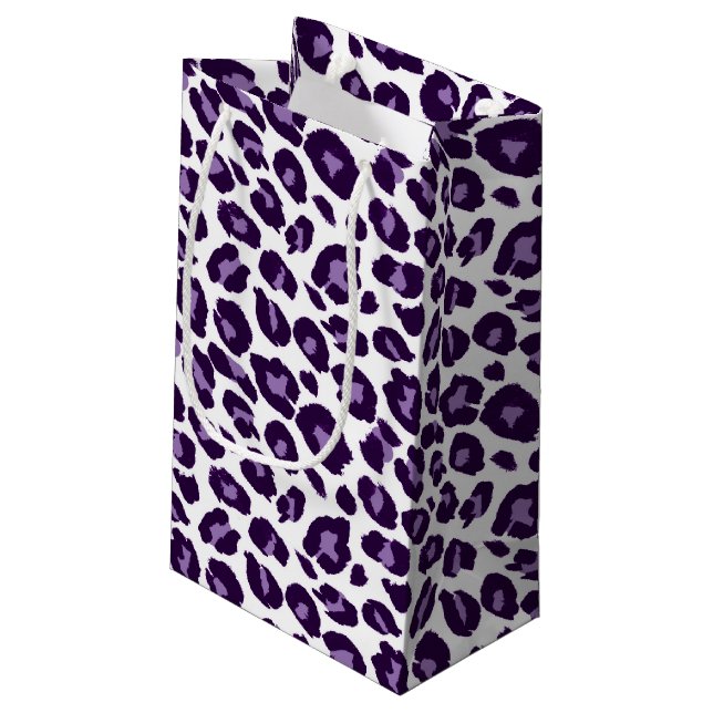 Sacola Para Presentes Pequena Púrpura Leopardo (Verso inclinado)