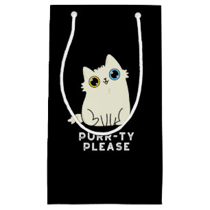 Sacola Para Presentes Pequena Purrty Por Favor Gatinho Engraçado Gato Pun Dark B