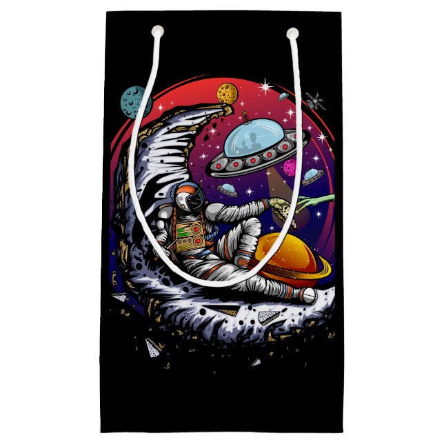 Sacola Para Presentes Pequena Queijo Moon Space (Frente)