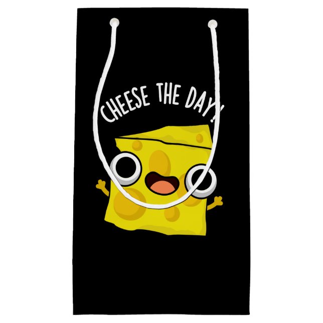 Sacola Para Presentes Pequena Queijo No Dia Engraçado Comida Engraçado Pun Dark  (Frente)