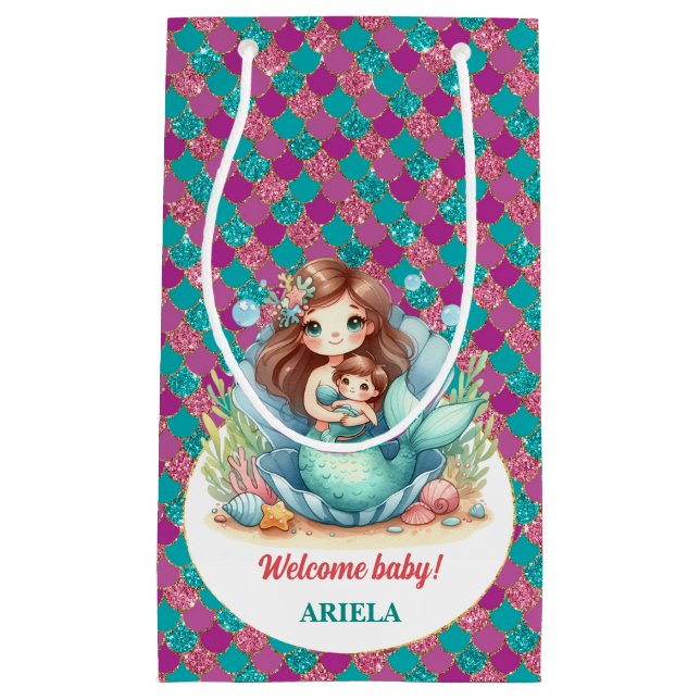 Sacola Para Presentes Pequena Querida Pequena Sereia Doce (Frente)