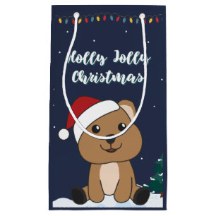 Sacola Para Presentes Pequena Quokka Natal Neve Animais de inverno Quokas Pequen