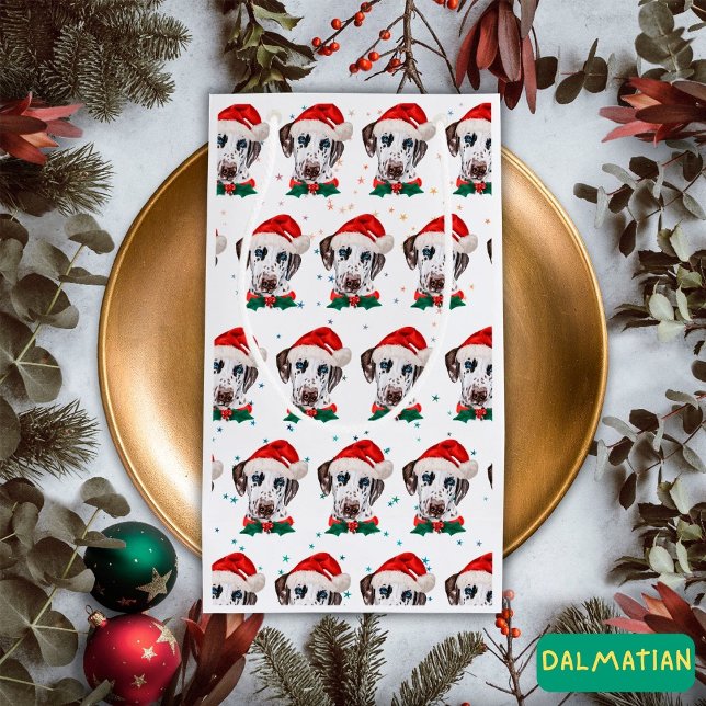 Sacola Para Presentes Pequena Raça de Cão Dalmata Natal (Criador carregado)