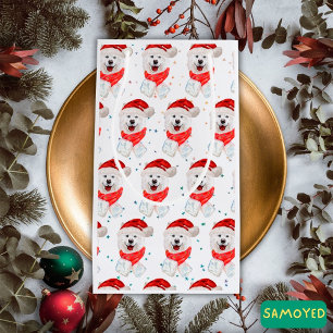 Sacola Para Presentes Pequena Raça de Cão Samoyed Estrelas de Natal