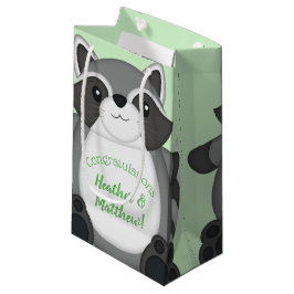 Sacola Para Presentes Pequena Raccoon Chá de fraldas Green