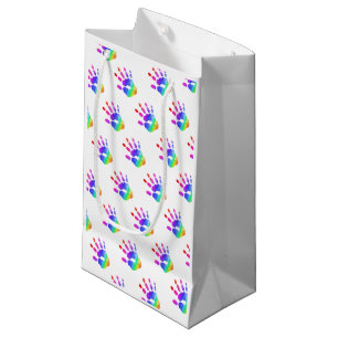Sacola Para Presentes Pequena Rainbow Handprint Patternos Crianças Divertido Col