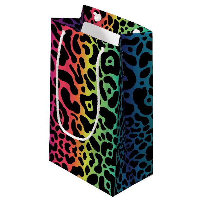 Sacola Para Presentes Pequena Rainbow Leopard Gift Bag (Frente inclinada)
