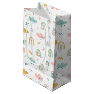 Sacola Para Presentes Pequena Rainbow & Rain Cloud Patterno