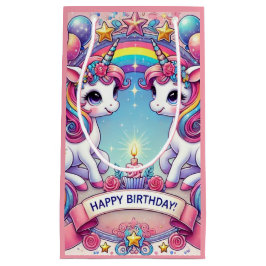 Sacola Para Presentes Pequena Rainbow Royalty Unicorns