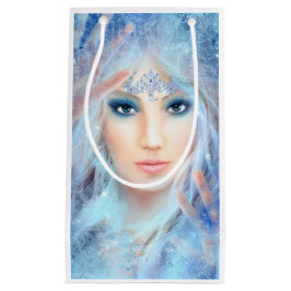 Sacola Para Presentes Pequena Rainha da neve. Linda mulher de inverno. Retrato.