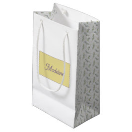 Sacola Para Presentes Pequena Ramo de Oliveira Verde Sage Monograma Nome