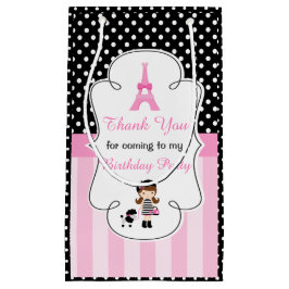 Sacola Para Presentes Pequena Rapariga de Brunette Torre Eiffel de Paris