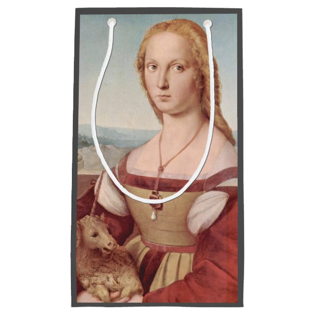 Sacola Para Presentes Pequena Raphael Lady e Unicorn Classic (Frente)