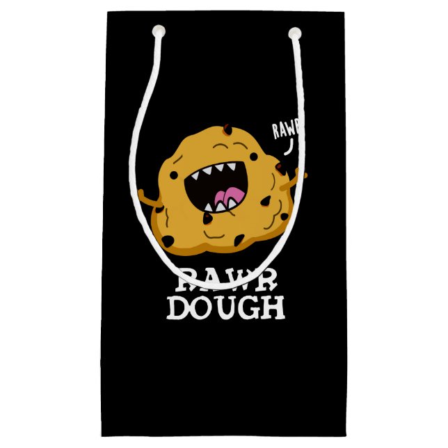 Sacola Para Presentes Pequena Rawr Dough Funny Comida Pun Dark BG (Frente)