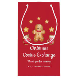 Sacola Para Presentes Pequena Red Christmas Cookie Exchange Cute Gingercake Man